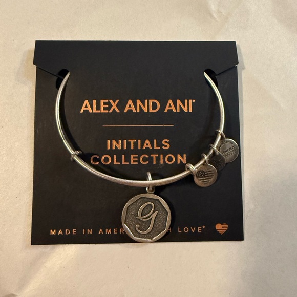 Alex and Ani Jewelry - Alex and Ani "G" Initial's Charm Expandable Wire Bracelet Silver Finish